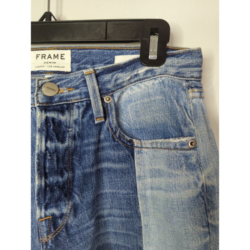 Frame Denim Nouveau Le Mix Jeans Colorblocked Distressed Cropped Size 26 - Picture 8 of 16